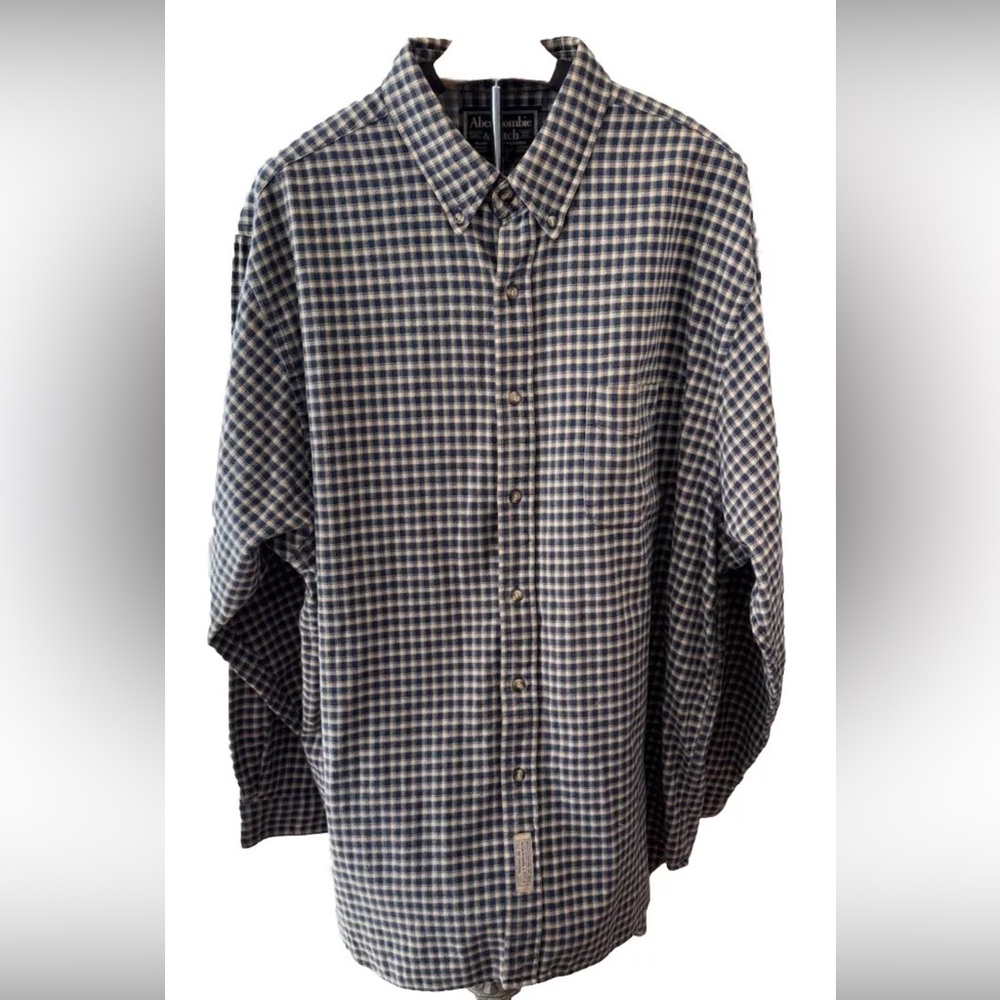 Abercrombie&Fitch men’s‎ cotton flannel casual button down shirt size XL plaid